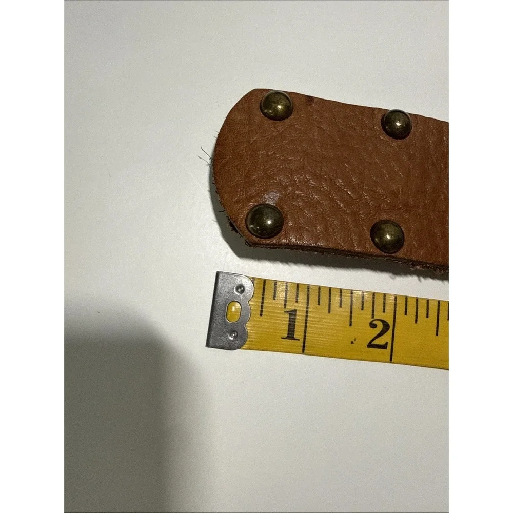 LeatheRock Womens Brown Leather Studded Rhinestone Belt Size M34 Boho Cowgirl